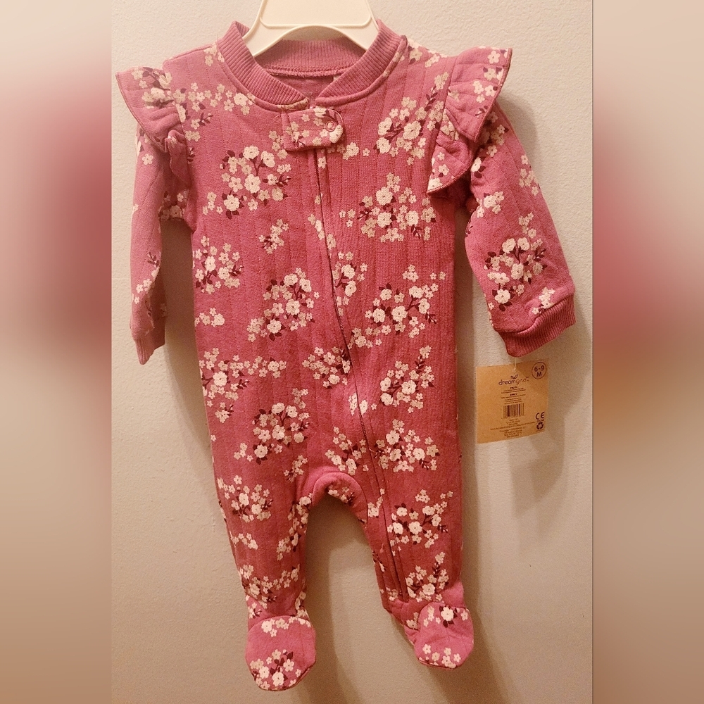 Dream Gro Floral Infant Sleeper with Ruffles 6-9 Months
